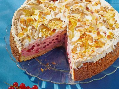 Johannisbeer-Quarkkuchen mit Haube.
